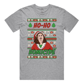 S / Grey / Large Front Design Merry Mushroom Lady 🍄‍🟫🎄 - Men's T Shirt