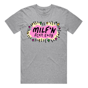 S / Grey / Large Front Design Milf'n Ain't Easy 👩🎖️ – Men's T Shirt