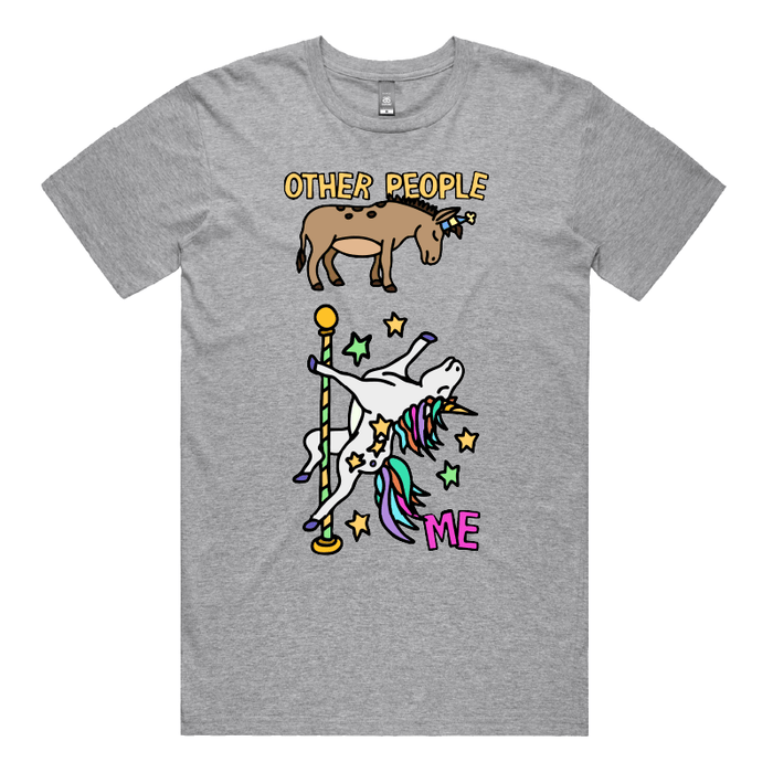 S / Grey / Large Front Design Not Like The Others  🐴🦄 – Men's T Shirt