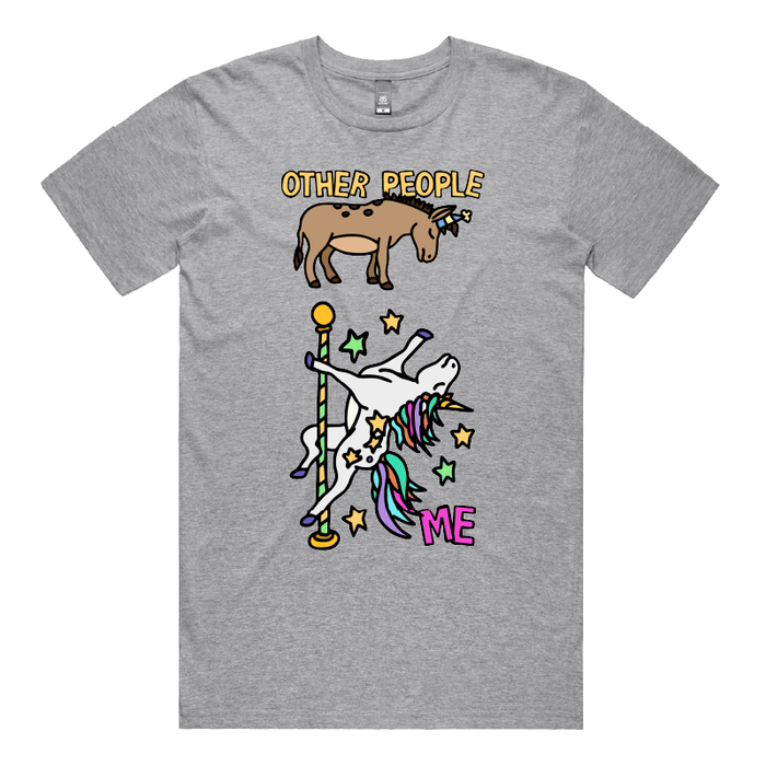 S / Grey / Large Front Design Not Like The Others  🐴🦄 – Men's T Shirt