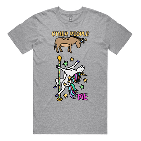 S / Grey / Large Front Design Not Like The Others  🐴🦄 – Men's T Shirt