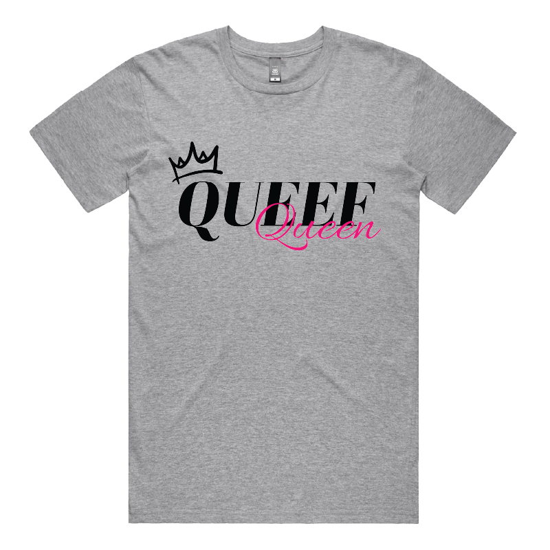 S / Grey / Large Front Design Queef Queen 💨👑 - Men's T Shirt