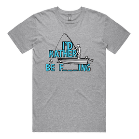 S / Grey / Large Front Design Rather Be Fishing 🐟🍆 - Men's T Shirt