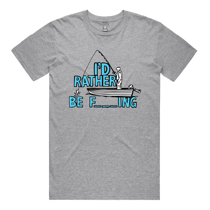 S / Grey / Large Front Design Rather Be Fishing 🐟🍆 - Men's T Shirt