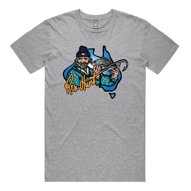 S / Grey / Large Front Design Rex Hunt Fishing 🎣🛥️ - Men's T Shirt