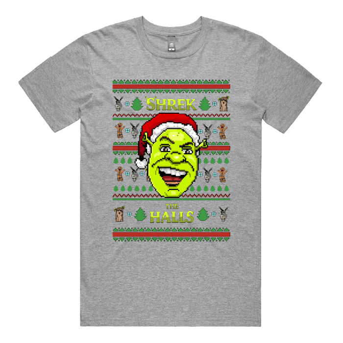 S / Grey / Large Front Design Shrek The Halls 💚🎄 - Men's T Shirt