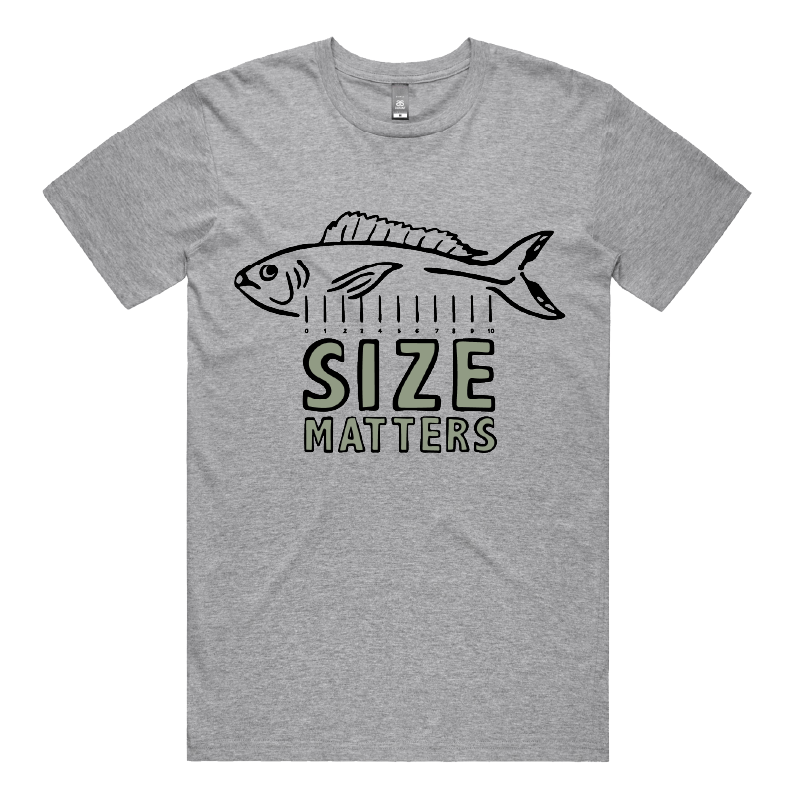 S / Grey / Large Front Design Size Matters 🐟📏 – Men's T Shirt