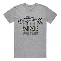 S / Grey / Large Front Design Size Matters 🐟📏 – Men's T Shirt