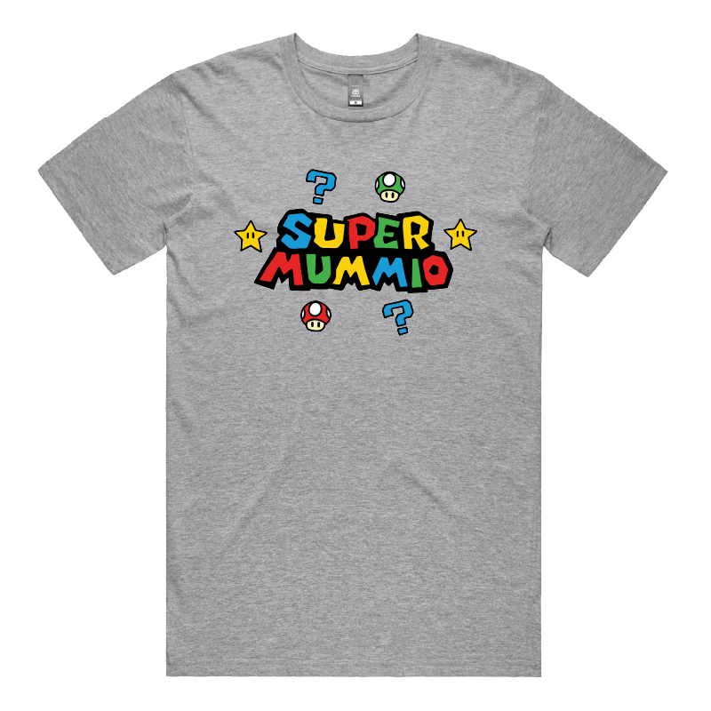 S / Grey / Large Front Design Super Mummio ⭐🍄 – Men's T Shirt