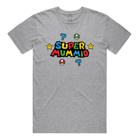 S / Grey / Large Front Design Super Mummio ⭐🍄 – Men's T Shirt