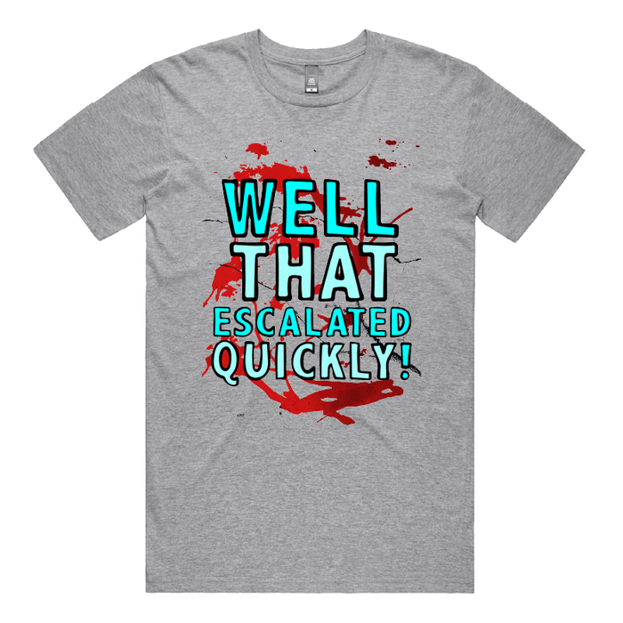 S / Grey / Large Front Design That Escalated Quickly 🤬😬 – Men's T Shirt