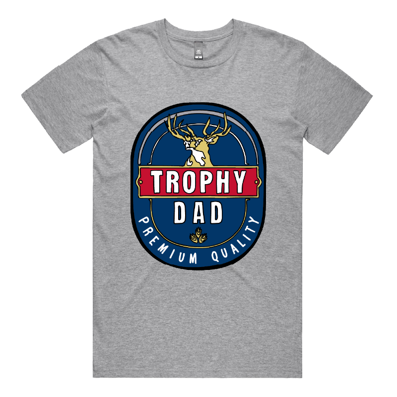 S / Grey / Large Front Design Trophy Dad 2heys 🍺🏆 – Men's T Shirt