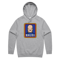 S / Grey / Large Front Print Baldi 👨🏻‍🦲✂️ – Unisex Hoodie