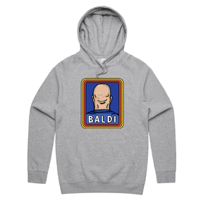 S / Grey / Large Front Print Baldi 👨🏻‍🦲✂️ – Unisex Hoodie