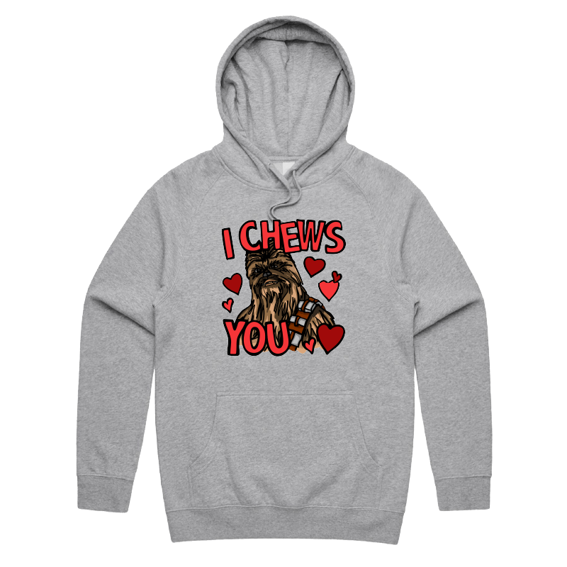 S / Grey / Large Front Print Chewie Love 💈🌹 – Unisex Hoodie