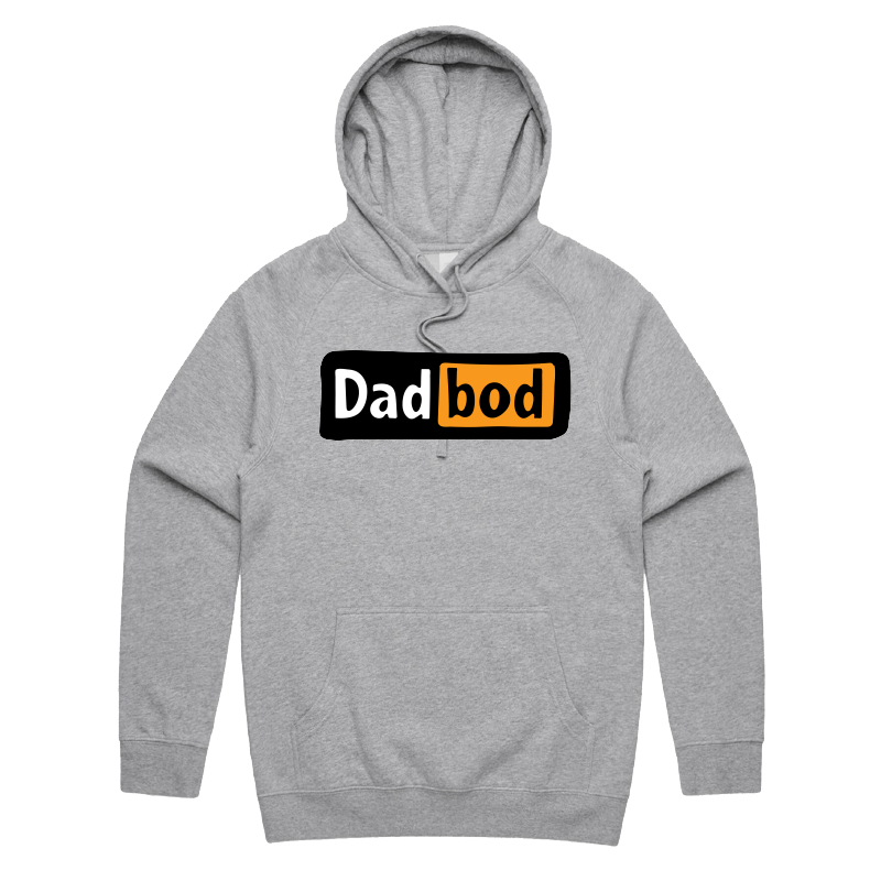 S / Grey / Large Front Print DadBod Logo 💻🧻 – Unisex Hoodie
