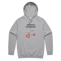 S / Grey / Large Front Print Definitely Not Childish 📋🖕 - Unisex Hoodie