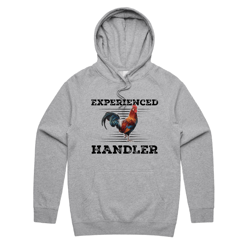 S / Grey / Large Front Print Experienced 🐔 Handler - Unisex Hoodie