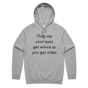 S / Grey / Large Front Print Eyes Get Worse... 👓❌ – Unisex Hoodie