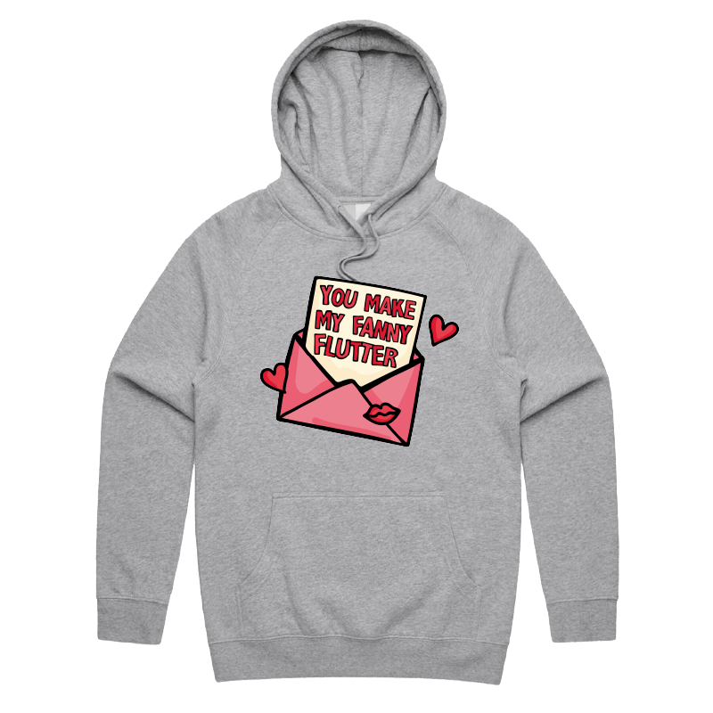 S / Grey / Large Front Print Fanny Flutter 🦋 – Unisex Hoodie