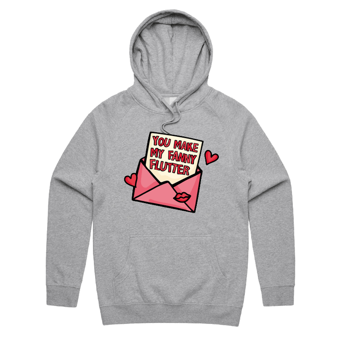 S / Grey / Large Front Print Fanny Flutter 🦋 – Unisex Hoodie