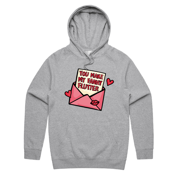 S / Grey / Large Front Print Fanny Flutter 🦋 – Unisex Hoodie
