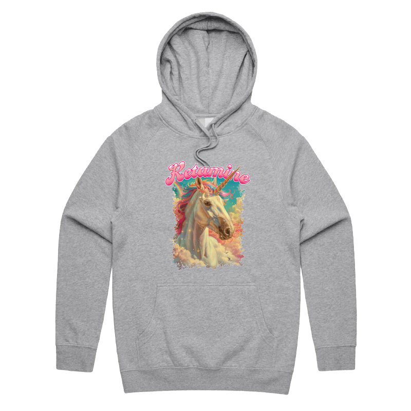 S / Grey / Large Front Print Ketamine Unicorn 💉🦄 - Unisex Hoodie