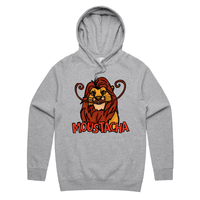 S / Grey / Large Front Print Moustacha 🦁👨 - Unisex Hoodie
