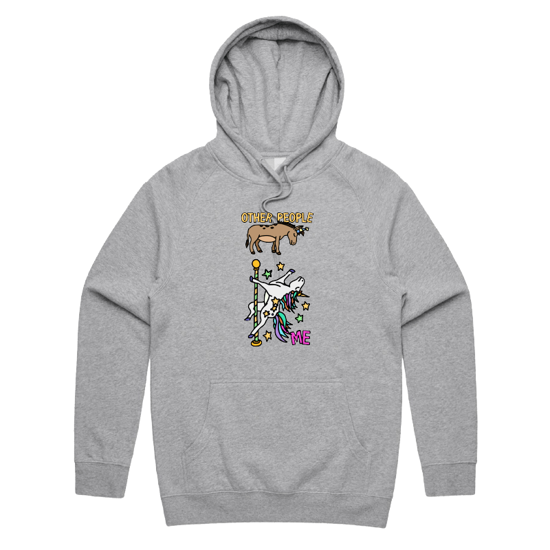 S / Grey / Large Front Print Not Like The Others  🐴🦄 – Unisex Hoodie