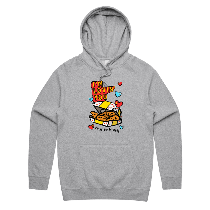 S / Grey / Large Front Print Nugget Love 🍗💞 – Unisex Hoodie