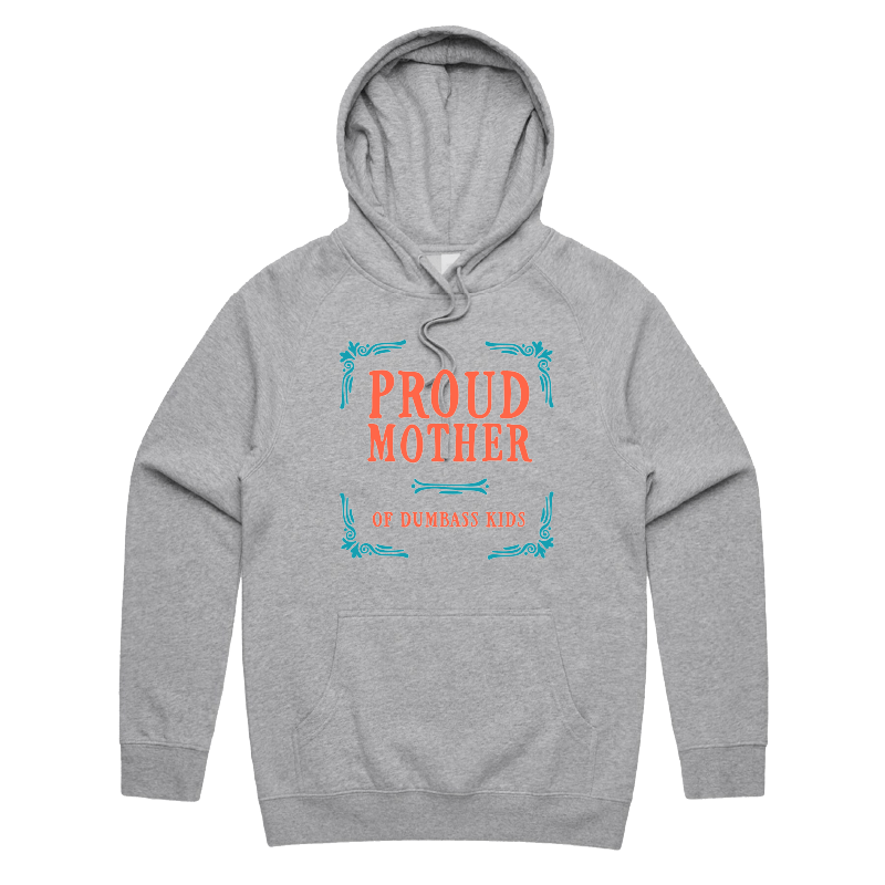 S / Grey / Large Front Print Proud Mother 🥴💩 – Unisex Hoodie