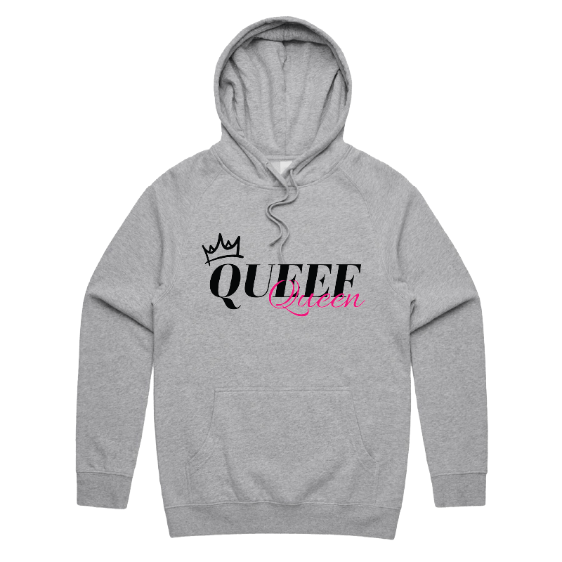 S / Grey / Large Front Print Queef Queen 💨👑 - Unisex Hoodie