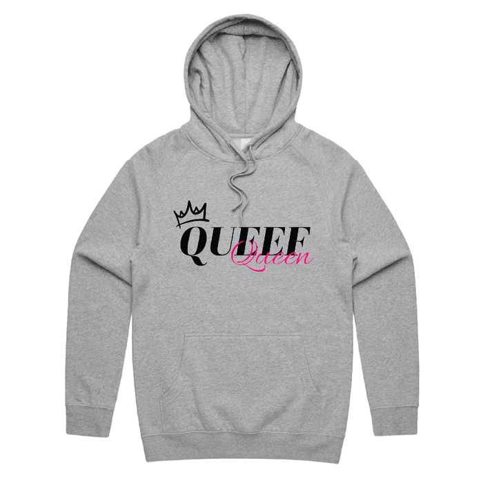 S / Grey / Large Front Print Queef Queen 💨👑 - Unisex Hoodie