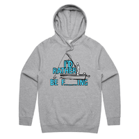 S / Grey / Large Front Print Rather Be Fishing 🐟🍆 - Unisex Hoodie