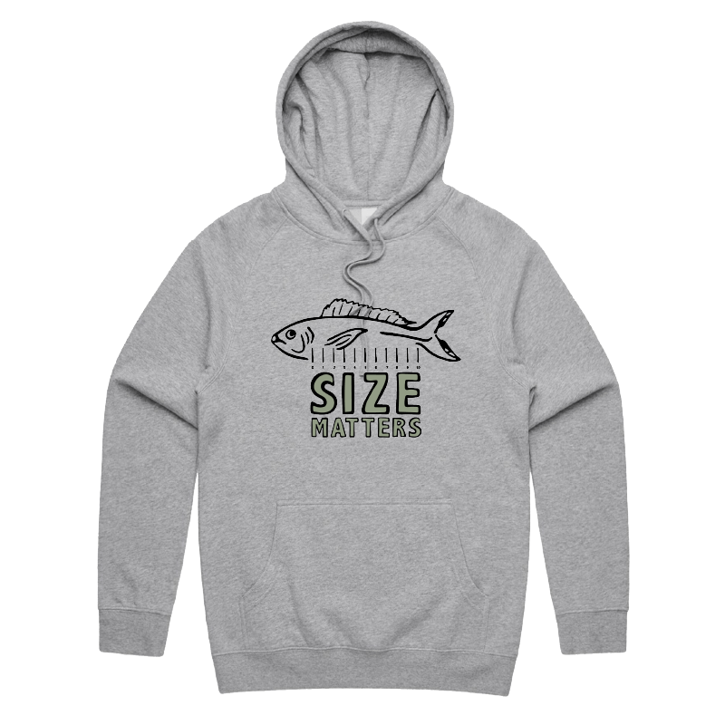 S / Grey / Large Front Print Size Matters 🐟📏 – Unisex Hoodie