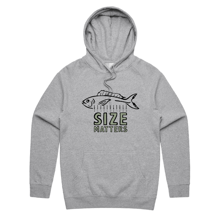 S / Grey / Large Front Print Size Matters 🐟📏 – Unisex Hoodie