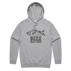 S / Grey / Large Front Print Size Matters 🐟📏 – Unisex Hoodie