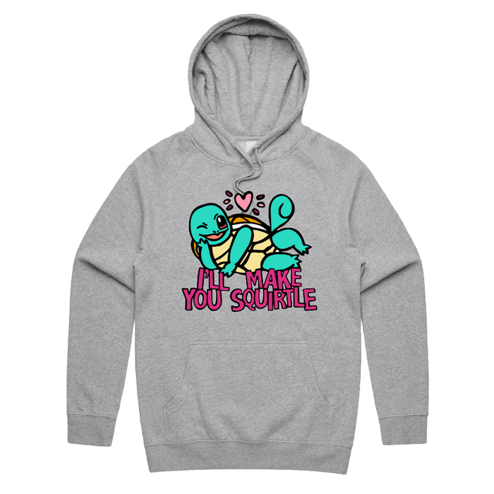 S / Grey / Large Front Print Squirtle Love ❤️💦 – Unisex Hoodie