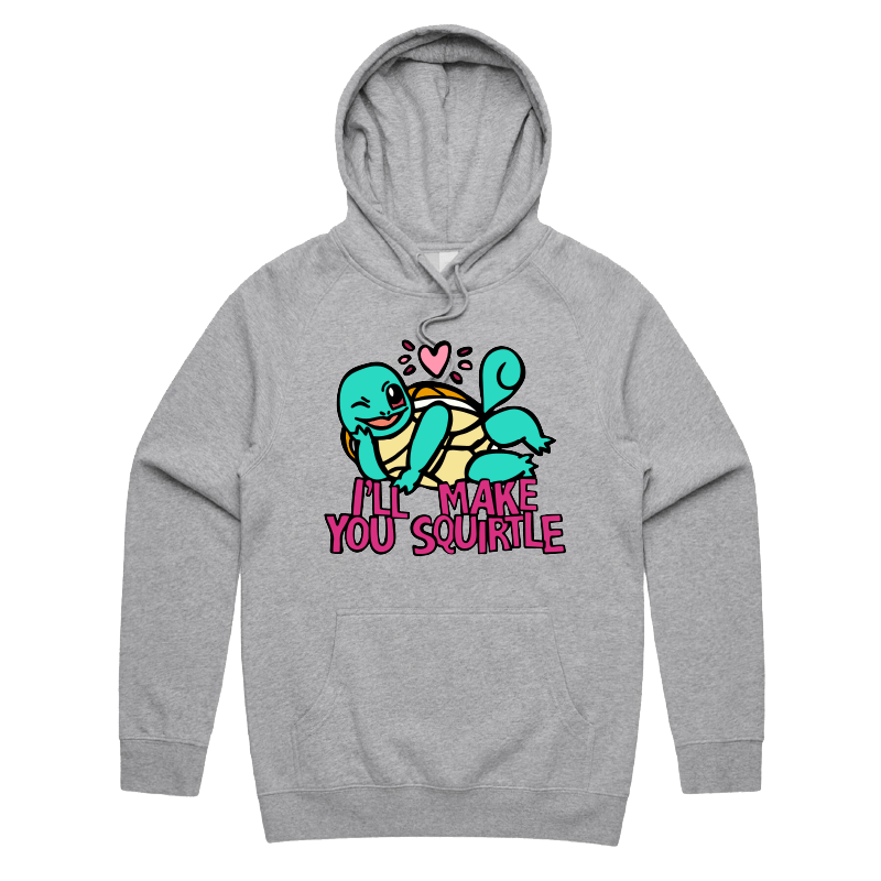 S / Grey / Large Front Print Squirtle Love ❤️💦 – Unisex Hoodie