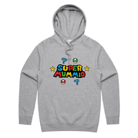 S / Grey / Large Front Print Super Mummio ⭐🍄 – Unisex Hoodie
