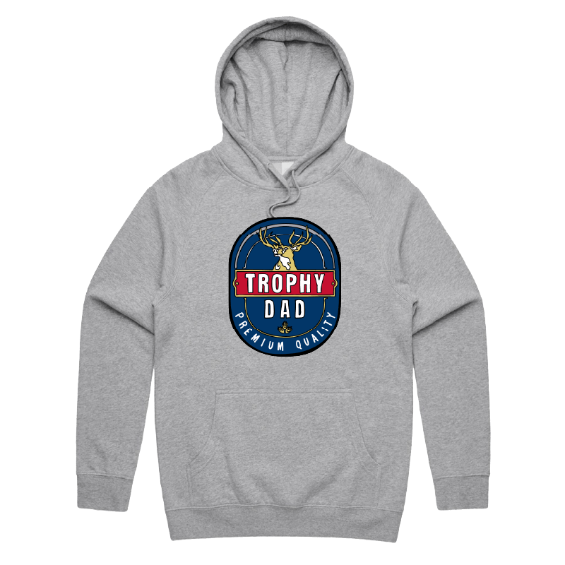 S / Grey / Large Front Print Trophy Dad 2heys 🍺🏆 – Unisex Hoodie