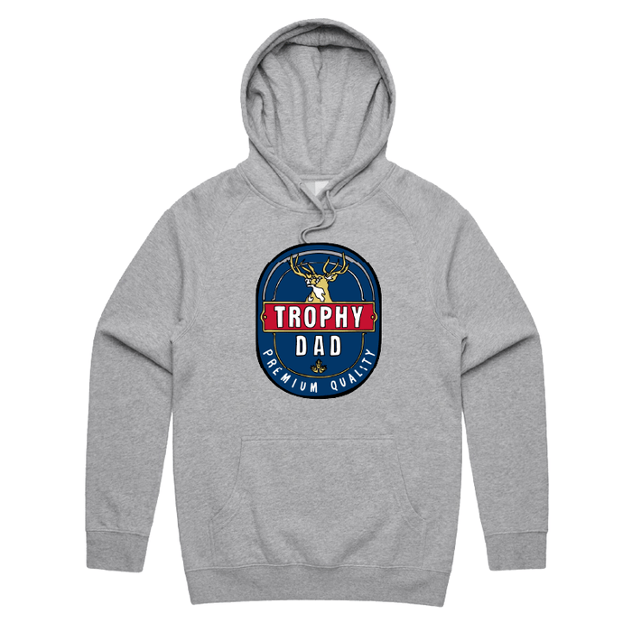 S / Grey / Large Front Print Trophy Dad 2heys 🍺🏆 – Unisex Hoodie
