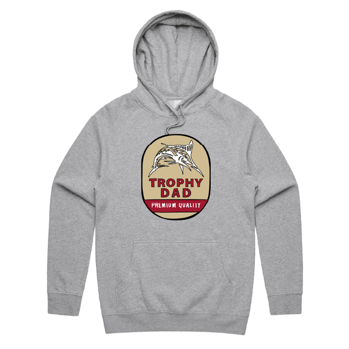 S / Grey / Large Front Print Trophy Dad Northern 🍺🏆 – Unisex Hoodie