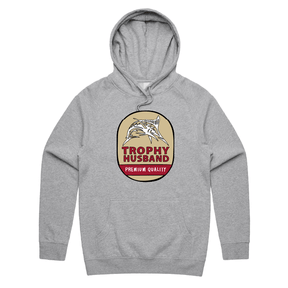 S / Grey / Large Front Print Trophy Husband Northern 🍺🏆 – Unisex Hoodie