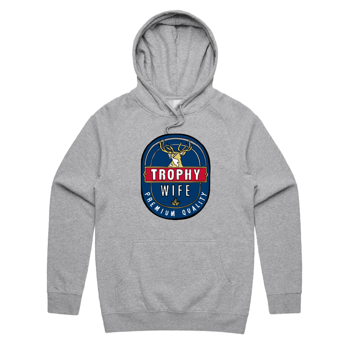 S / Grey / Large Front Print Trophy Wife 2heys 🍺🏆 – Unisex Hoodie