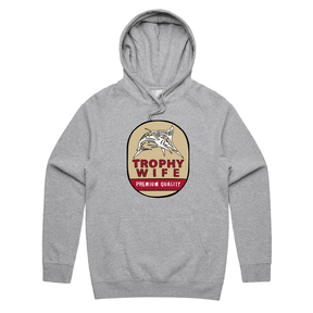 S / Grey / Large Front Print Trophy Wife Northern 🍺🏆 – Unisex Hoodie