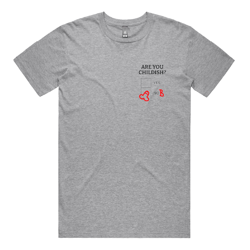 S / Grey / Small Front Design Definitely Not Childish 📋🖕 - Men's T Shirt