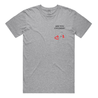 S / Grey / Small Front Design Definitely Not Childish 📋🖕 - Men's T Shirt