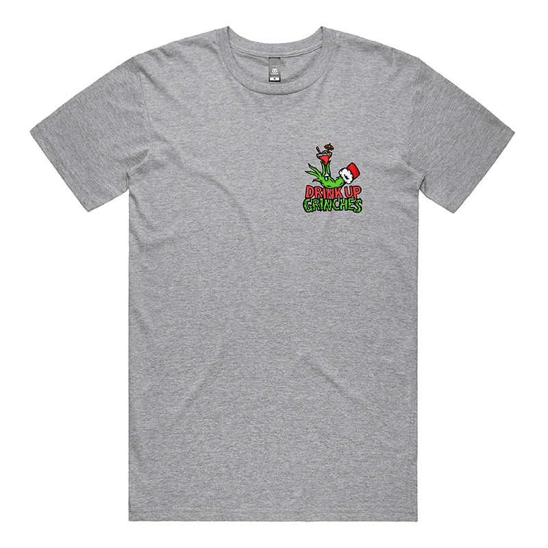 S / Grey / Small Front Design Drink Up Grinches 😈🎄 - Men's T Shirt