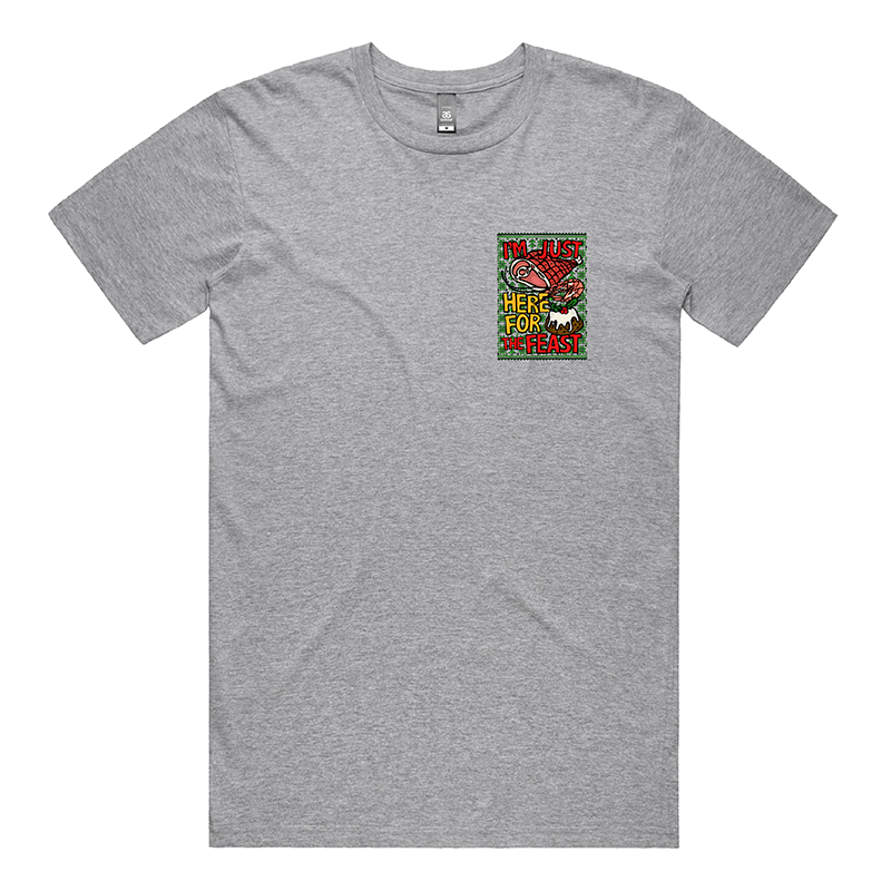 S / Grey / Small Front Design Here For The Feast 🦐🎄🐖 - Men's T Shirt